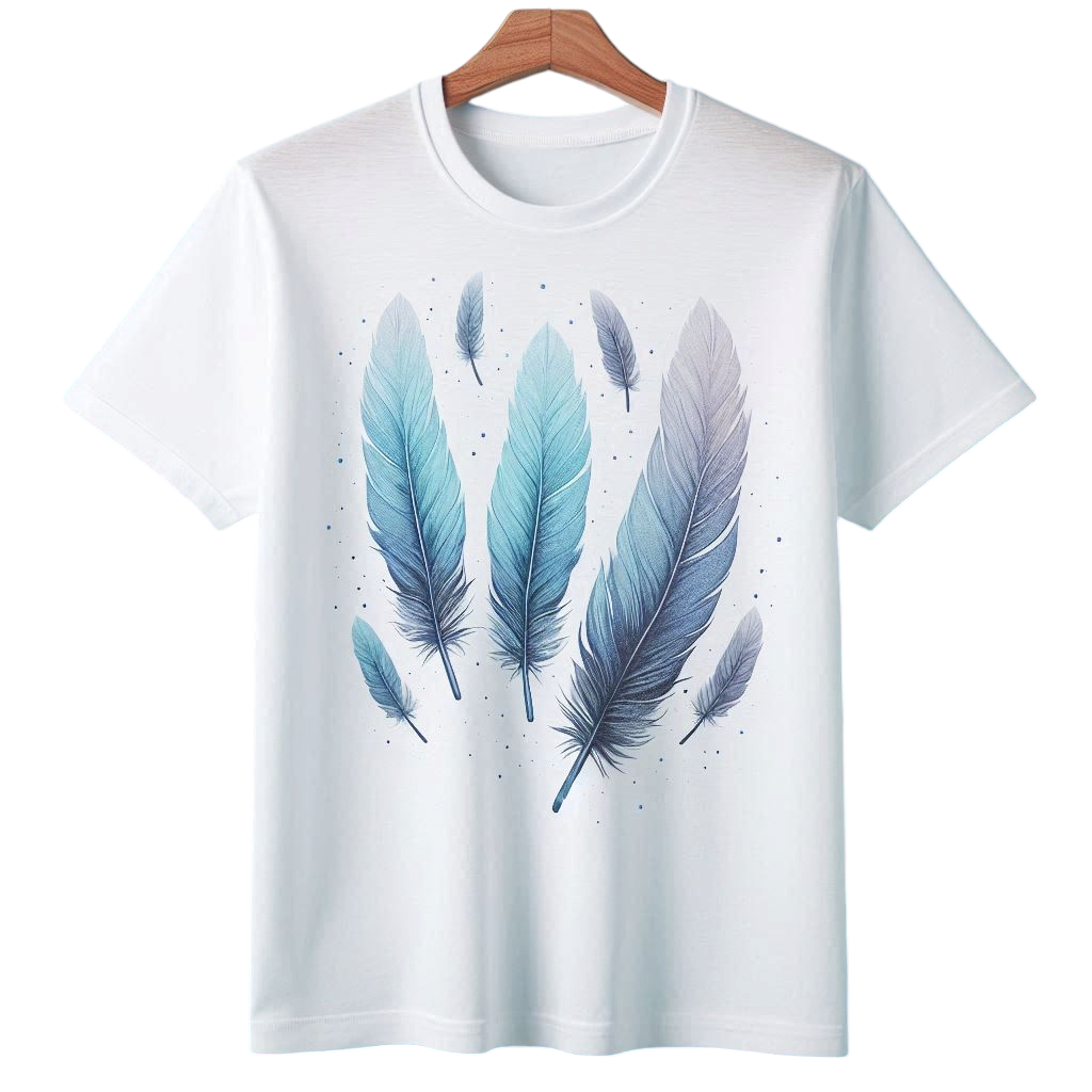 T-shirt femme "Plumes bleues"