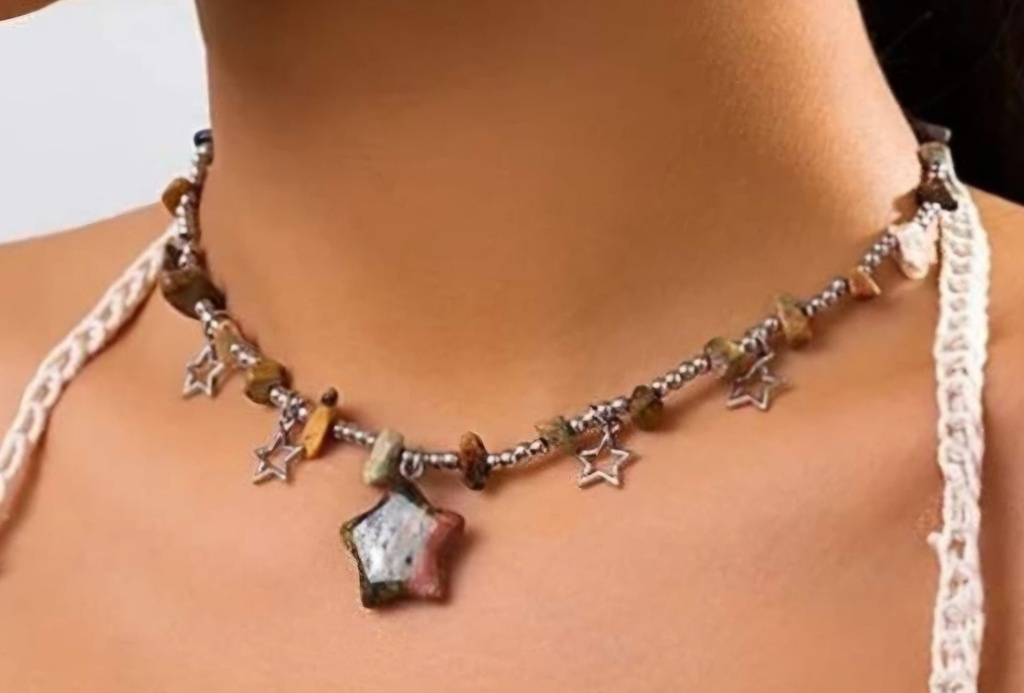 Collier étoile " guérison" Unakite