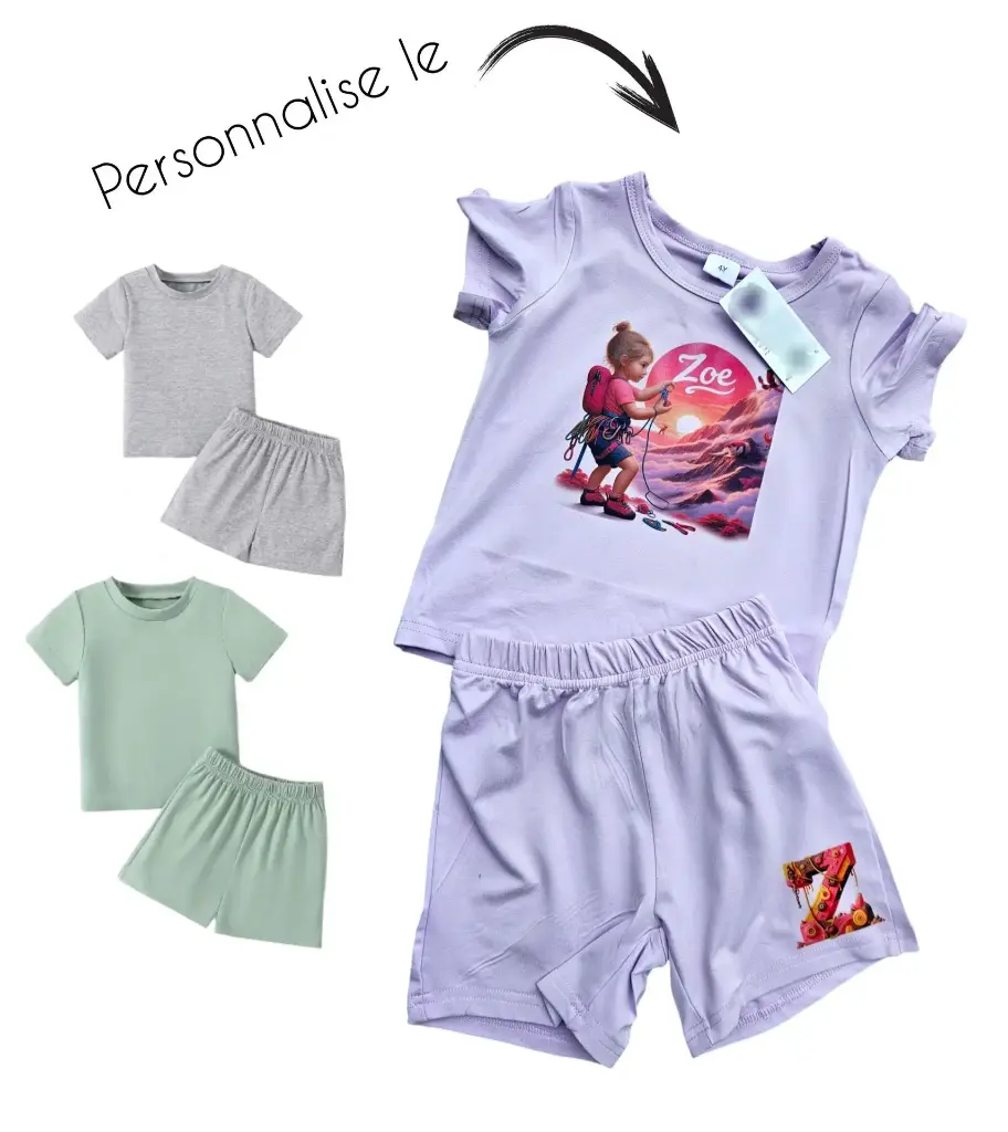 Ensemble short et t shirt personnalisé enfant/bébé