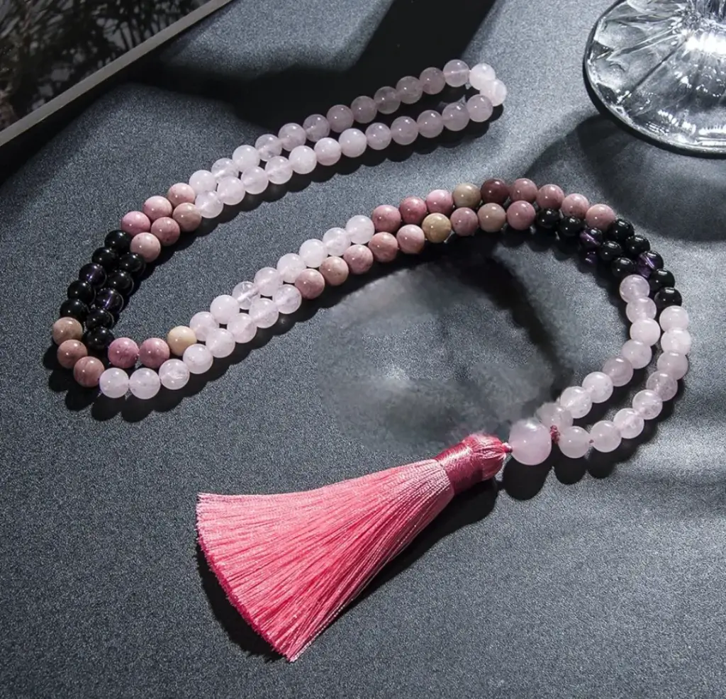 Mala rhodonite & quartz rose