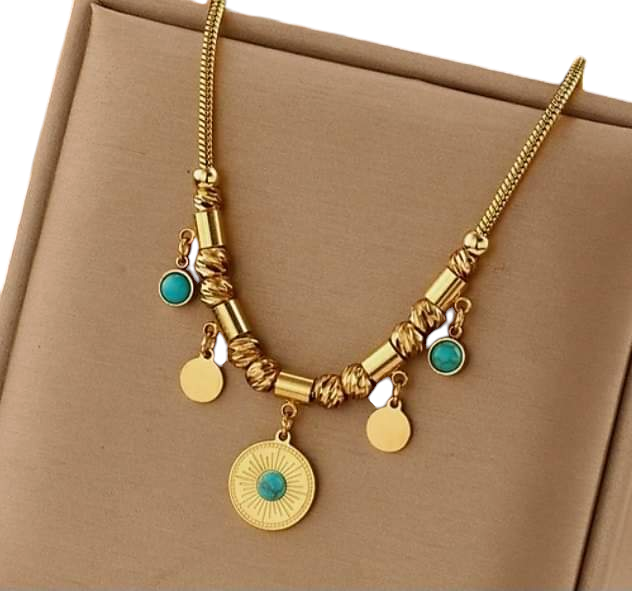 Collier perles turquoises