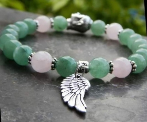 Bracelet " chance & sérénité" aventurine verte & quartz rose