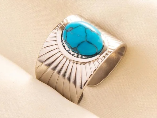 Bague "Pierre bleue soleil"