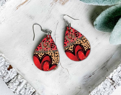 Boucles d'oreilles "Love rouge"