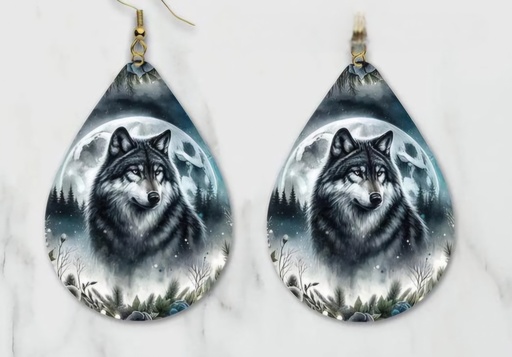 Boucles d'oreilles "Loup noir et blanc"