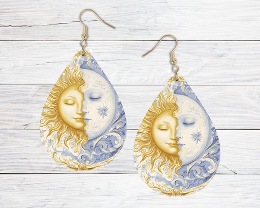 Boucles d'oreilles "Lune et soleil"